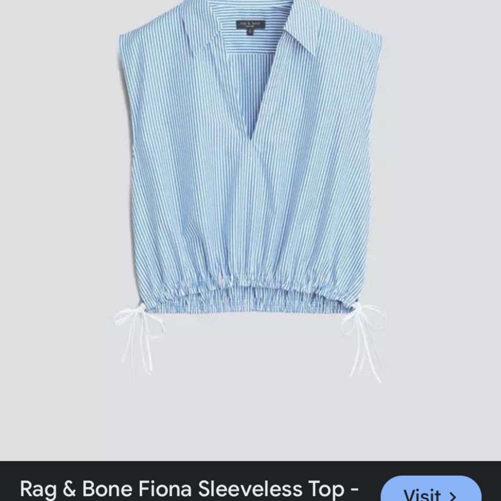 Rag & Bone Light Blue Pinstripe Sleeveless Blouse